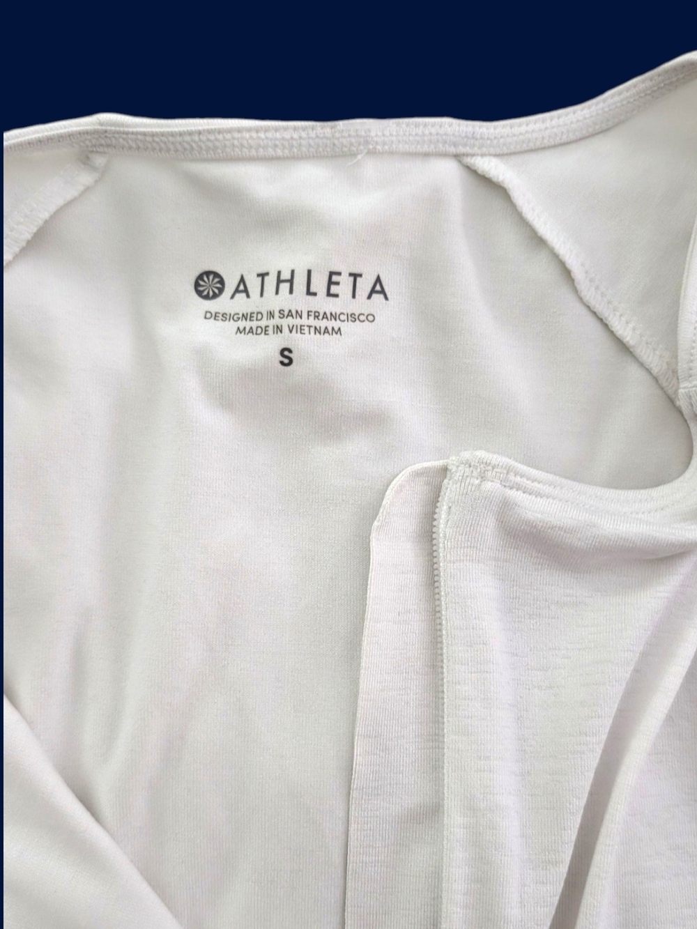 NWOT Athleta White Long-Sleeve Performance Tee With Roughing, Size Small - Picture 3 of 13